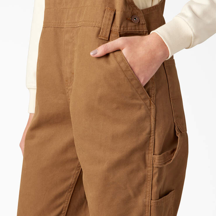 Women's Relaxed Fit Bib Overalls - Rinsed Brown Duck (RBD) image number 6