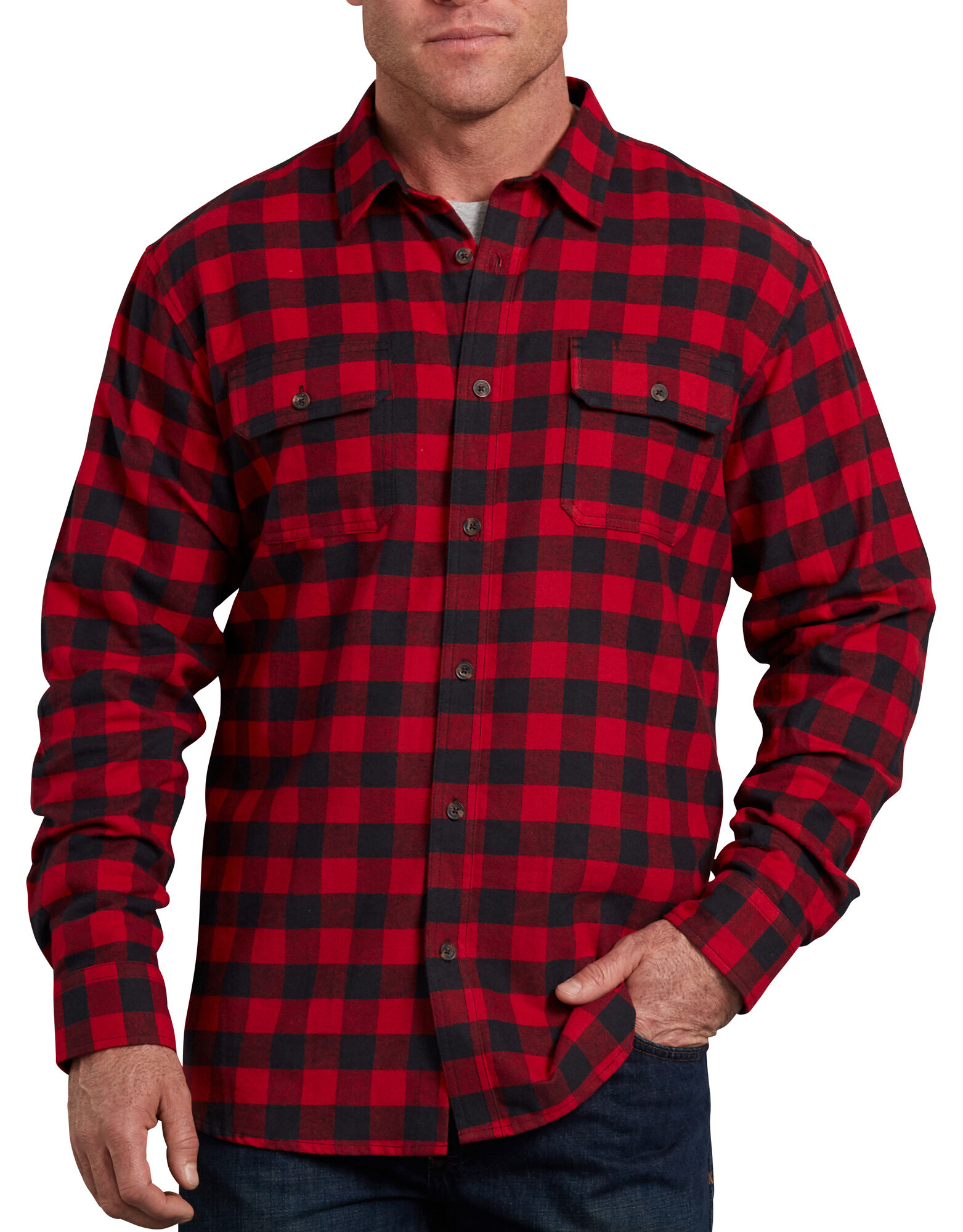 Long Sleeve Flannel Shirt Red Black Buffalo Plaid ...