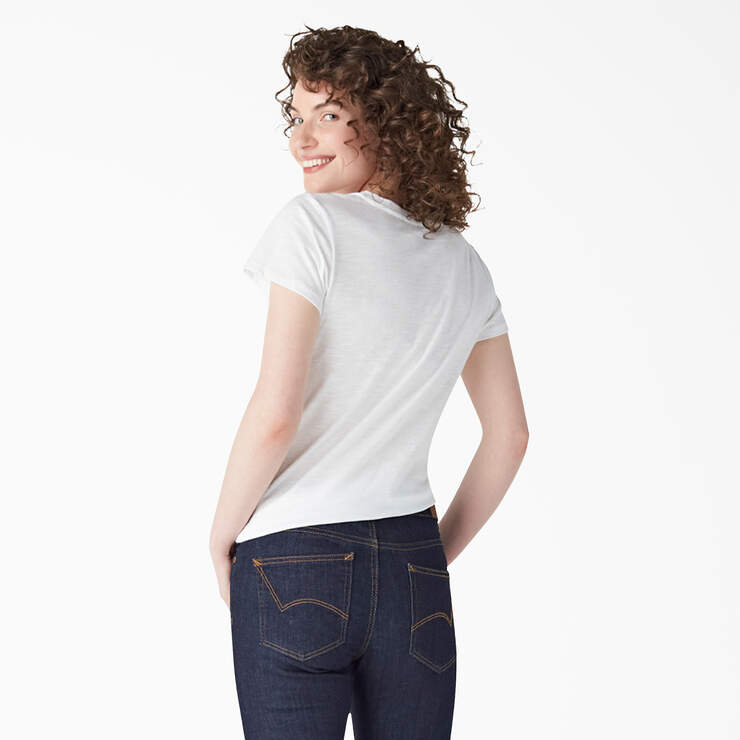 T-shirt à encolure en V et manches courtes pour femmes - White (WH) numéro de l’image 2