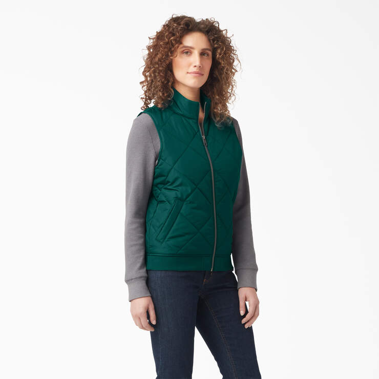 Women's Quilted Vest - Forest Green (FT) image number 1