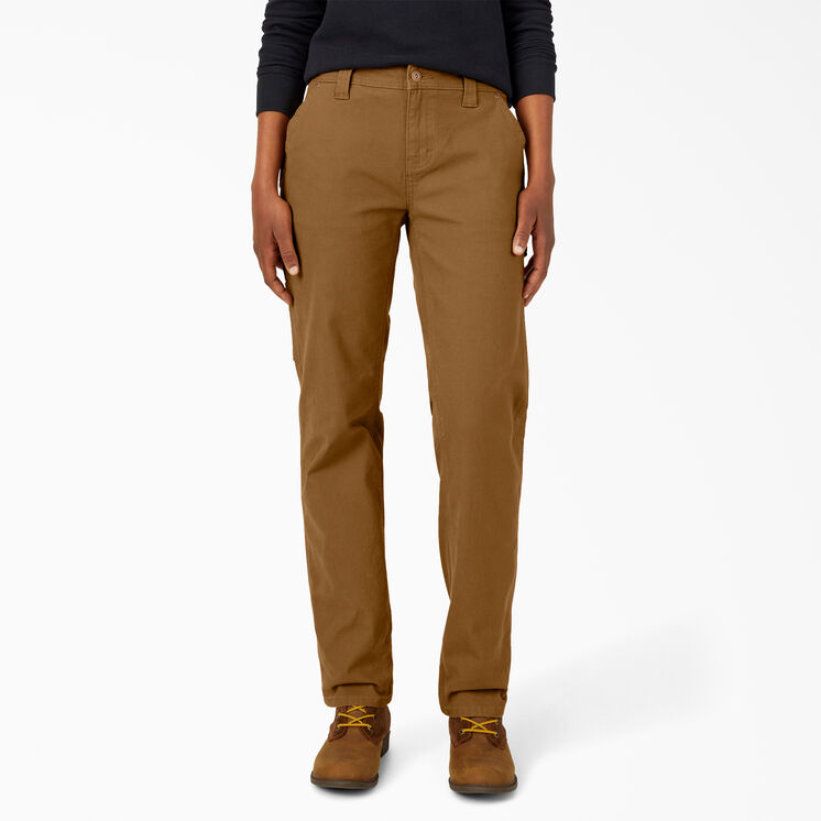 Pantalon menuisier en coutil de coupe droite et d&eacute;contract&eacute;e FLEX pour femmes - Rinsed Brown Duck &#40;RBD&#41;