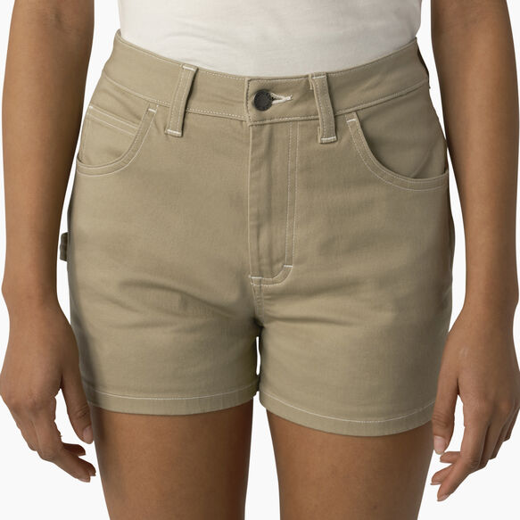 Women&#39;s High Waisted Carpenter Shorts, 3&quot; - Stone &#40;ST&#41;