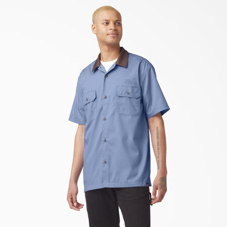 Chemise de travail &agrave; col contrastant Vincent Alvarez - Gulf Blue &#40;GB&#41;