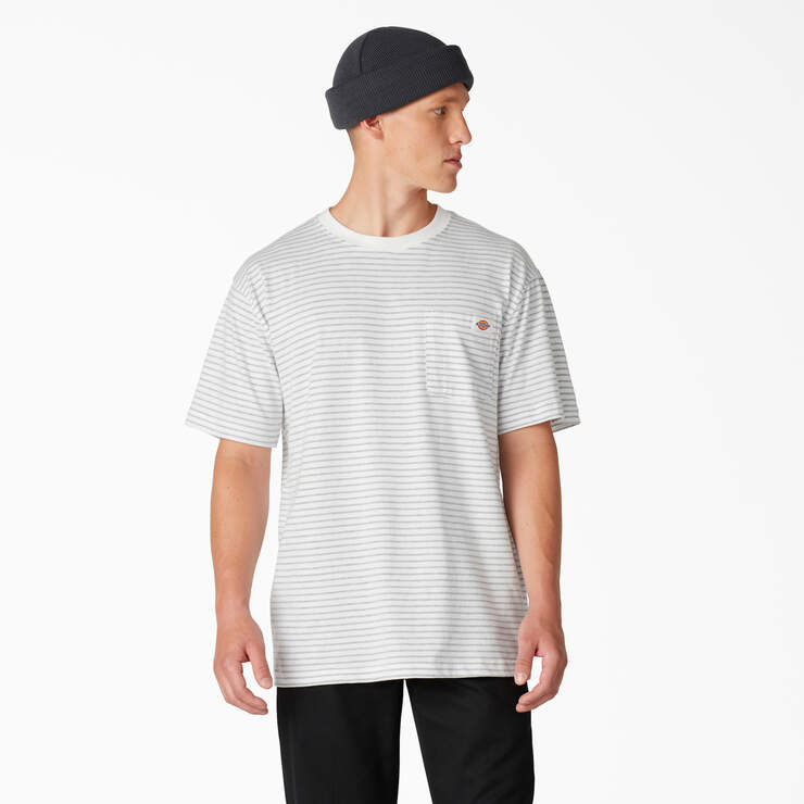 Striped Pocket T-Shirt - White Heather Stripe (HSH) image number 1