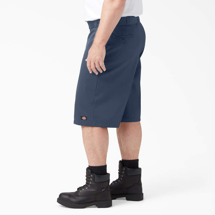 Loose Fit Flat Front Work Shorts, 13" - Navy Blue (NV) image number 6
