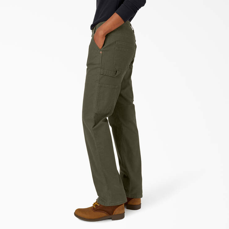 Pantalon menuisier en coutil de coupe droite et décontractée FLEX pour femmes - Rinsed Moss Green (RMS) numéro de l’image 3