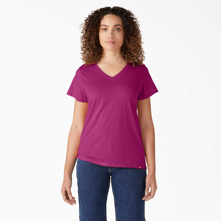 T-shirt à encolure en V et manches courtes pour femmes - Festival Fuchsia (F2F) numéro de l’image 1