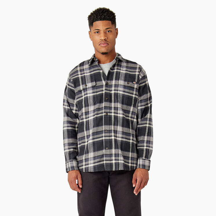 FLEX Long Sleeve Flannel Shirt - Black/Gray Multi Plaid &#40;A1U&#41;