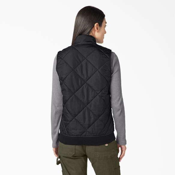 Veste sans manches piqu&eacute;e pour femmes - Black &#40;BK&#41;