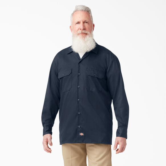 FLEX Relaxed Fit Long Sleeve Twill Work Shirt - Dark Navy &#40;DN&#41;