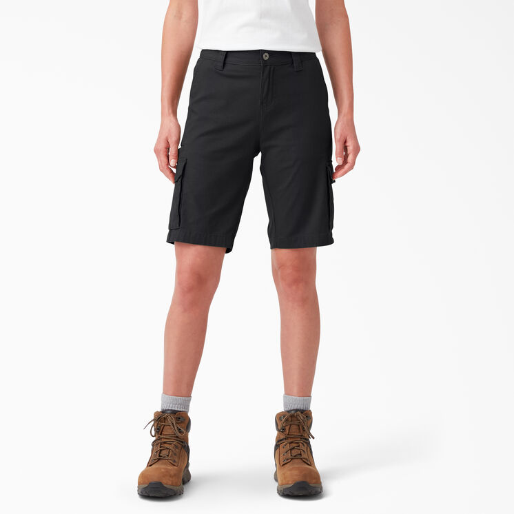 Women&#39;s Relaxed Fit Ripstop Cargo Shorts, 9&quot; - Black &#40;BKX&#41;