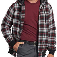 Dickies X-Series Modern Fit Quilted Bomber Shirt Jacket - Light Gray Burgundy Plaid (XYP)