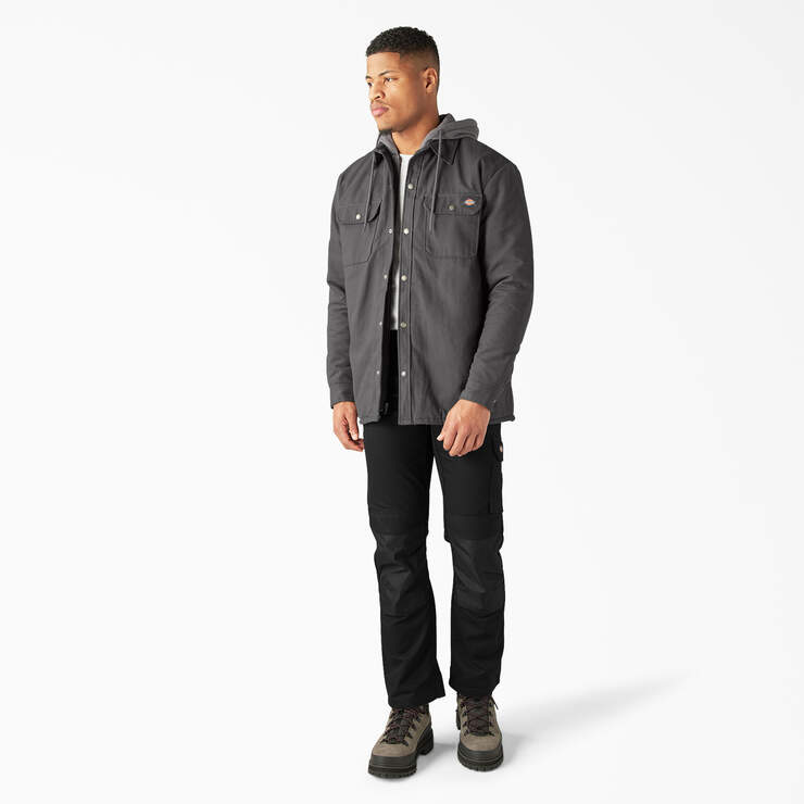 Water Repellent Duck Hooded Shirt Jacket - Slate Gray (SL) image number 4
