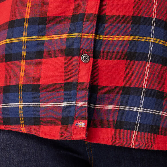 Women&#39;s Plus Long Sleeve Plaid Flannel Shirt - English Red Tartan &#40;A1D&#41;