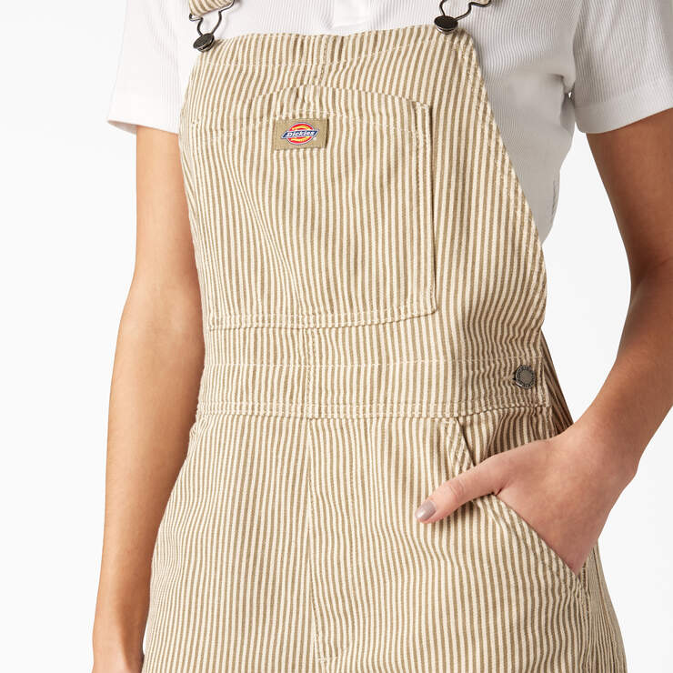 Women’s Regular Fit Hickory Stripe Bib Overalls - Imperial Green Hickory Stripe (MGH) image number 6