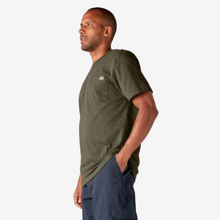 Heavyweight Short Sleeve Pocket T-Shirt - Military Green (ML) image number 3