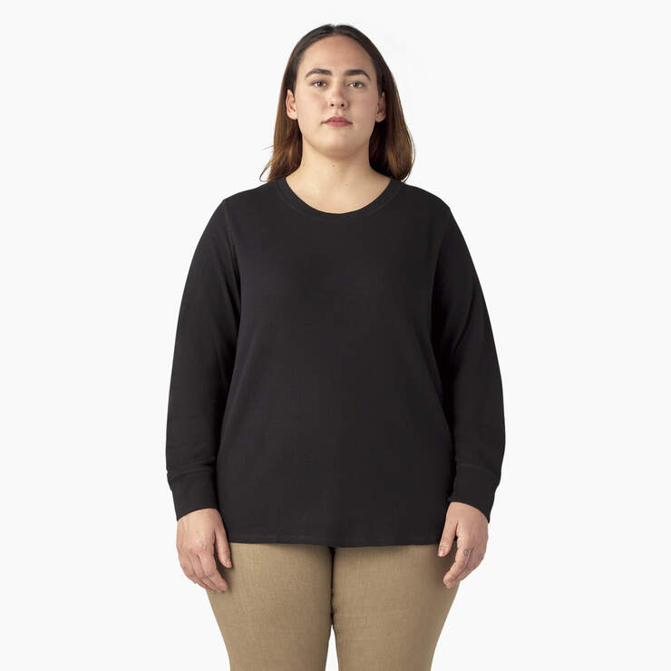Women's Plus Long Sleeve Thermal Shirt - Black (KBK) image number 1