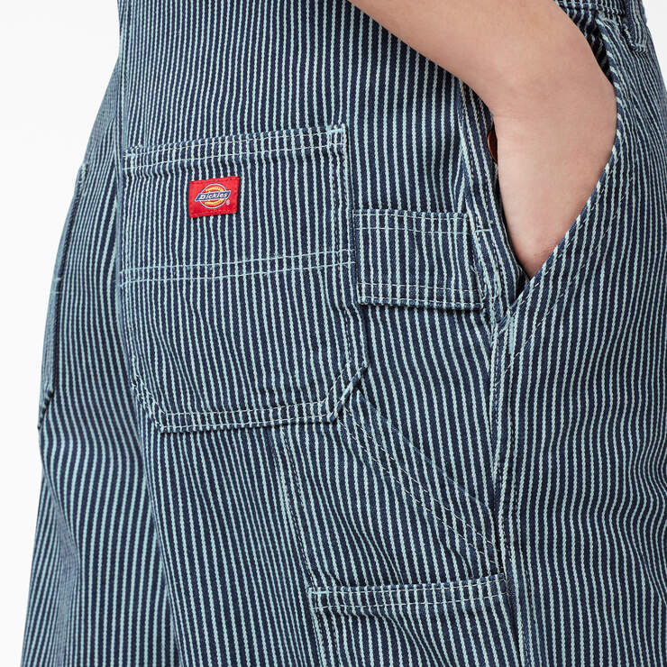 Women's Relaxed Fit Bib Overalls - Rinsed Hickory Stripe (RHS) image number 6