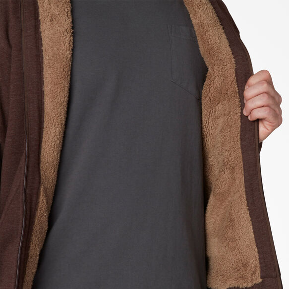 High Pile Fleece Lined Full Zip Hoodie - Chocolate Heather &#40;CTH&#41;