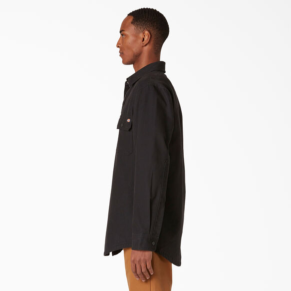 Long Sleeve Flannel-Lined Duck Shirt - Rinsed Black &#40;RBK&#41;