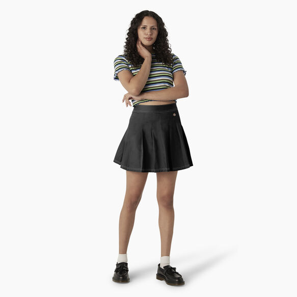 Jupe pliss&eacute;e en serg&eacute; pour femmes - Black &#40;BKX&#41;