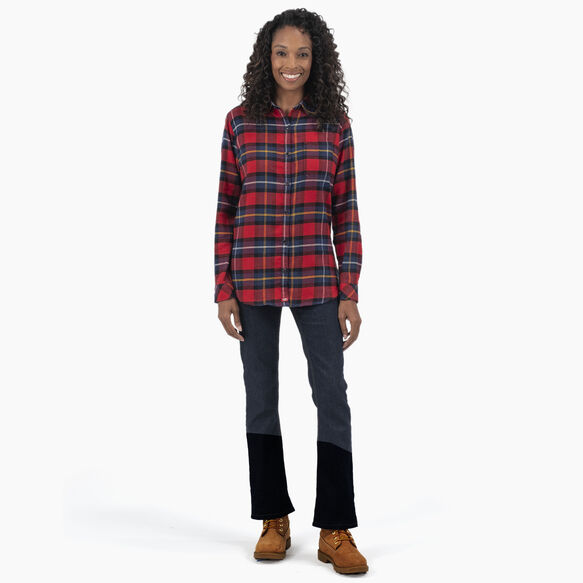 Chemise en flanelle &agrave; manches longues et &agrave; motif tartan pour femmes - English Red Tartan &#40;A1D&#41;