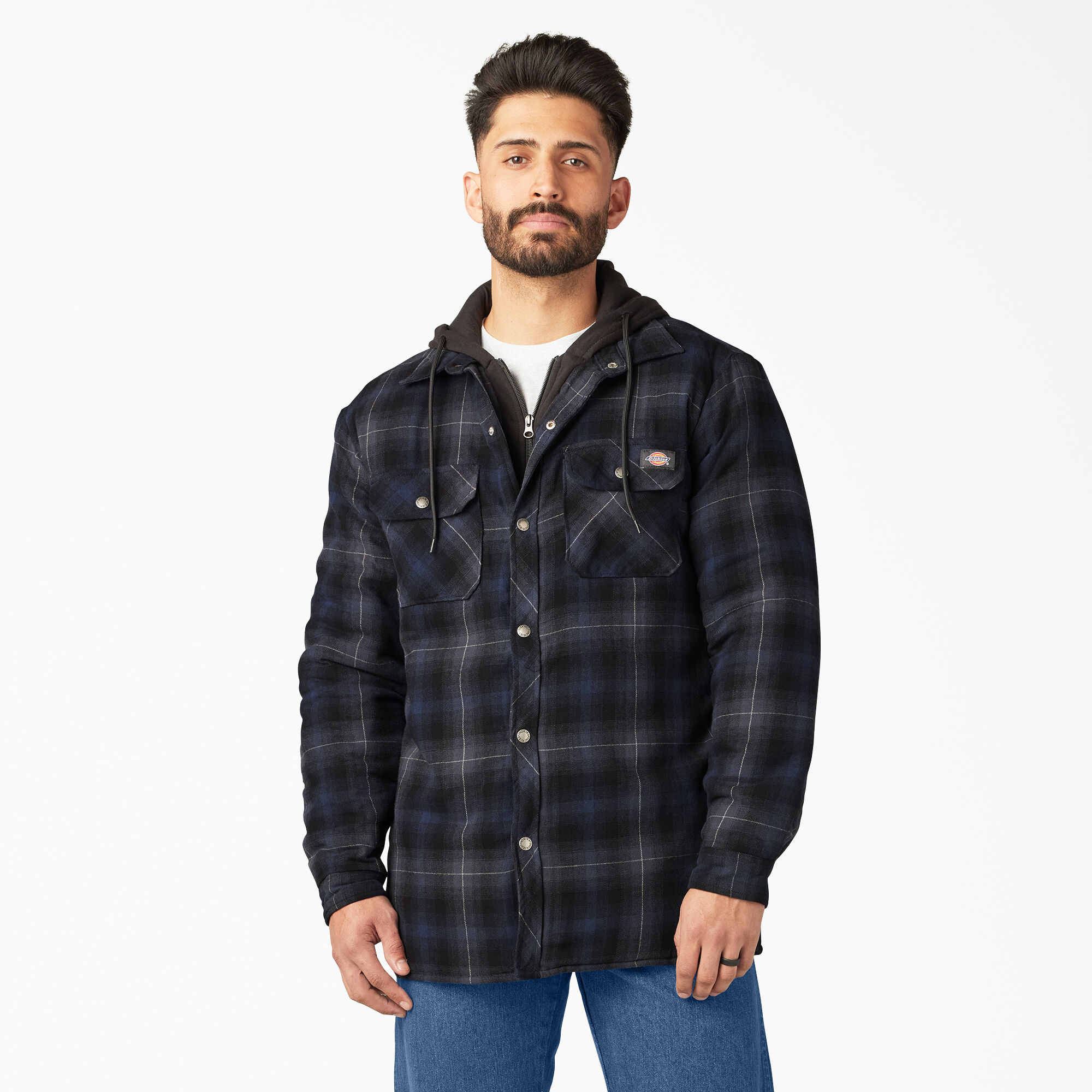 Fleece Hooded Flannel Shirt Jacket with DWR Mens Shirt Jackets