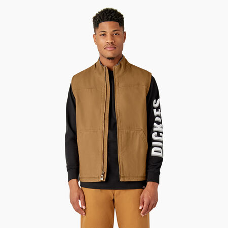 Gilet doubl&eacute; en molleton &agrave; poil long et toile de coutil - Rinsed Brown Duck &#40;RBD&#41;