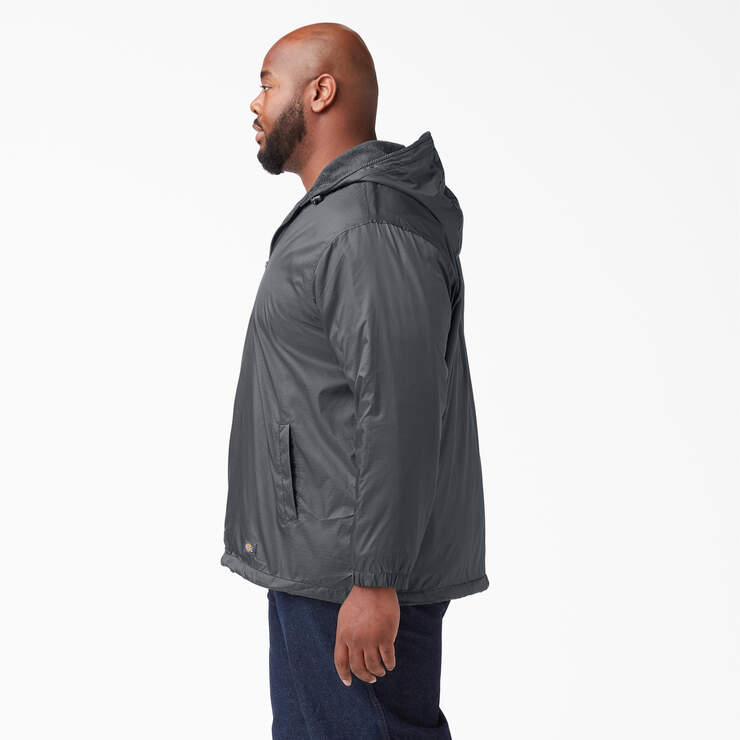 Fleece Lined Nylon Hooded Jacket - Charcoal Gray (CH) image number 5