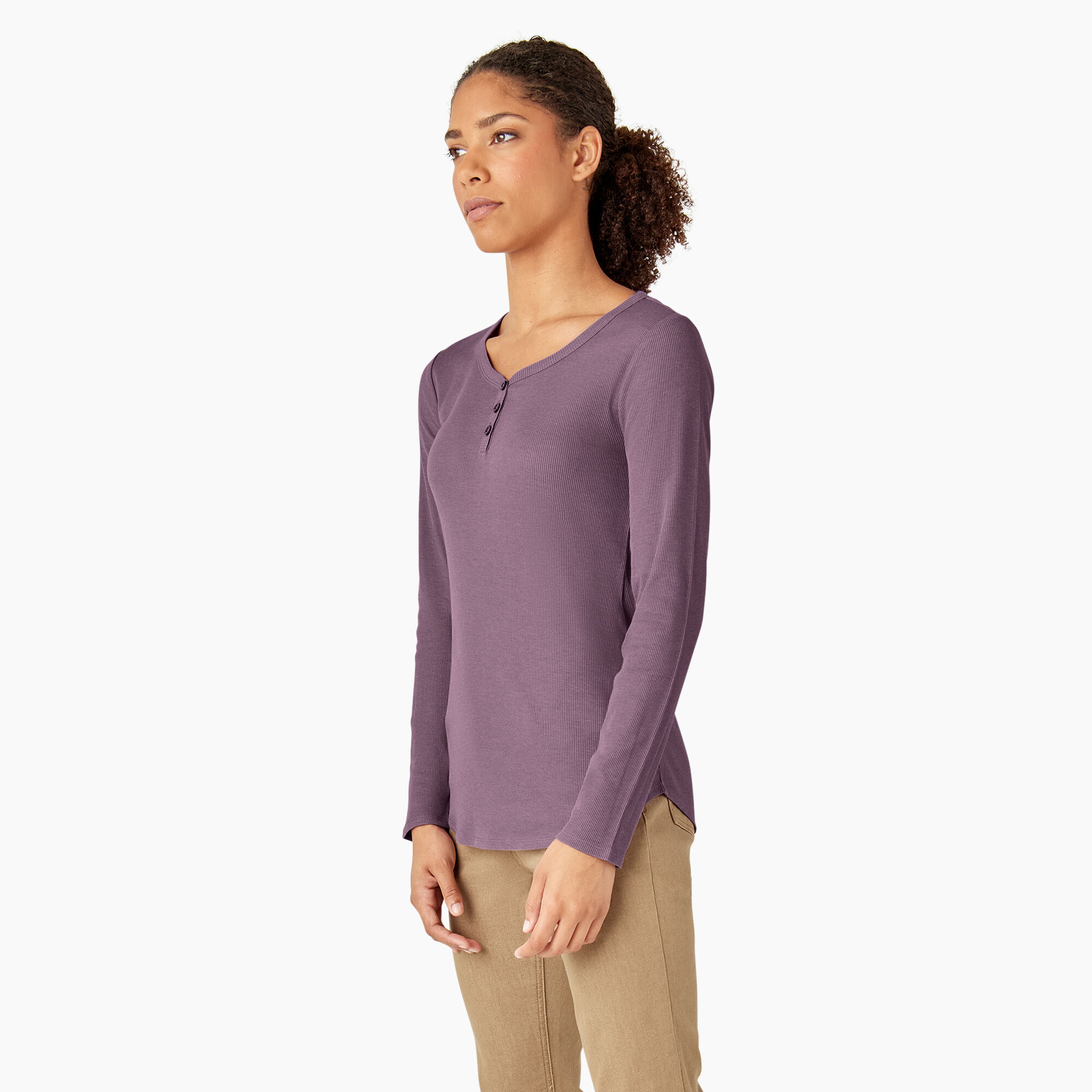 Crew neck henley long sleeve discount