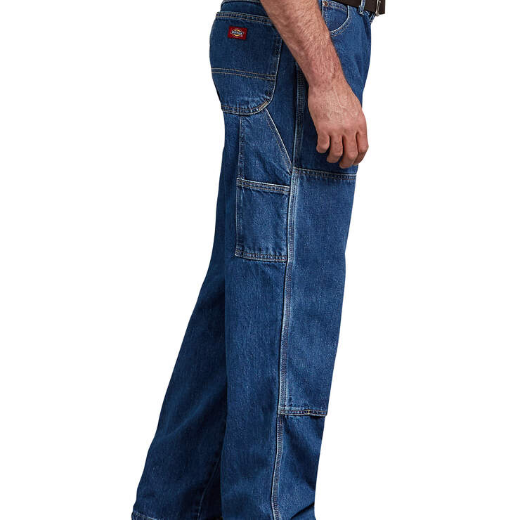 Relaxed Fit Double Knee Carpenter Denim Jeans - Stonewashed Indigo Blue (SNB) image number 3