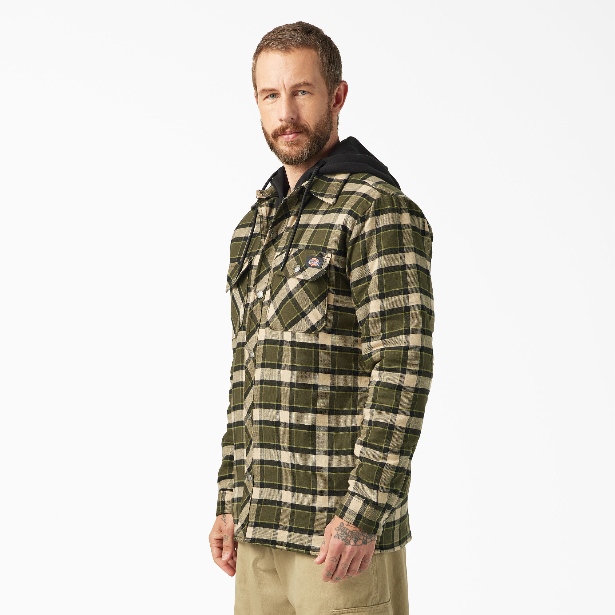 Men s Water Repellent Flannel Hooded Shirt Jacket Dickies Canada