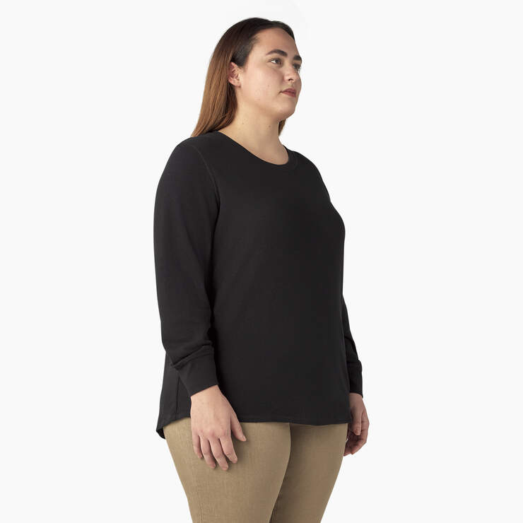 Women's Plus Long Sleeve Thermal Shirt - Black (KBK) image number 4