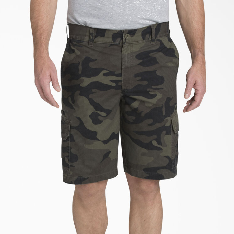 Relaxed Fit Ripstop Cargo Shorts, 11&quot; - Moss Green/Black Camo &#40;SMBC&#41;