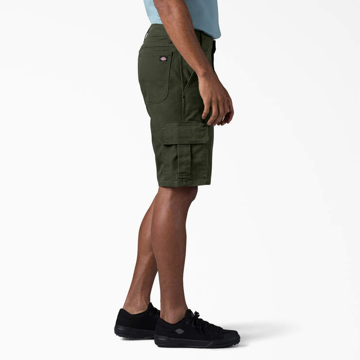 FLEX Relaxed Fit Duck Cargo Shorts, 11" - Stonewashed Olive Green (SOG) image number 3