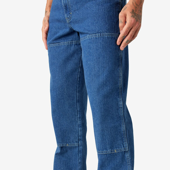 Relaxed Fit Double Knee Jeans - Stonewashed Indigo Blue &#40;SNB&#41;