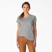 T-shirt rafraîchissant à manches courtes et à poche pour femmes - Heather Gray (HG)