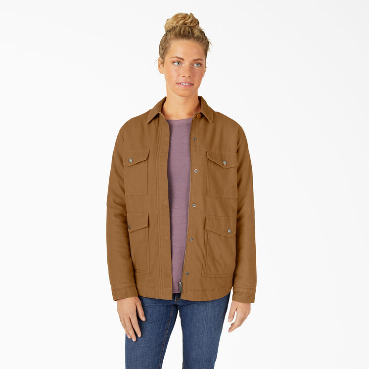 Women&#39;s Duck High Pile Fleece Lined Chore Coat - Rinsed Brown Duck &#40;RBD&#41;