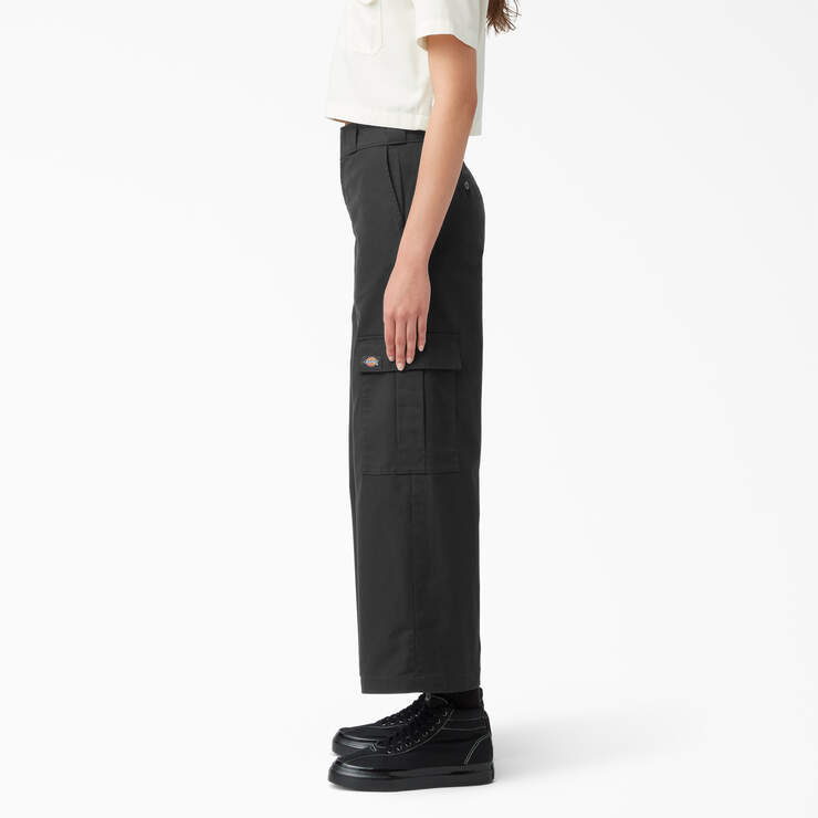 Women's Twill Crop Cargo Pants - Stonewashed Black (SBK) image number 3