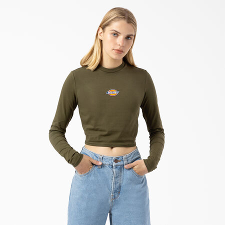 Women&#39;s Maple Valley Cropped Long Sleeve T-Shirt - Military Green &#40;ML&#41;