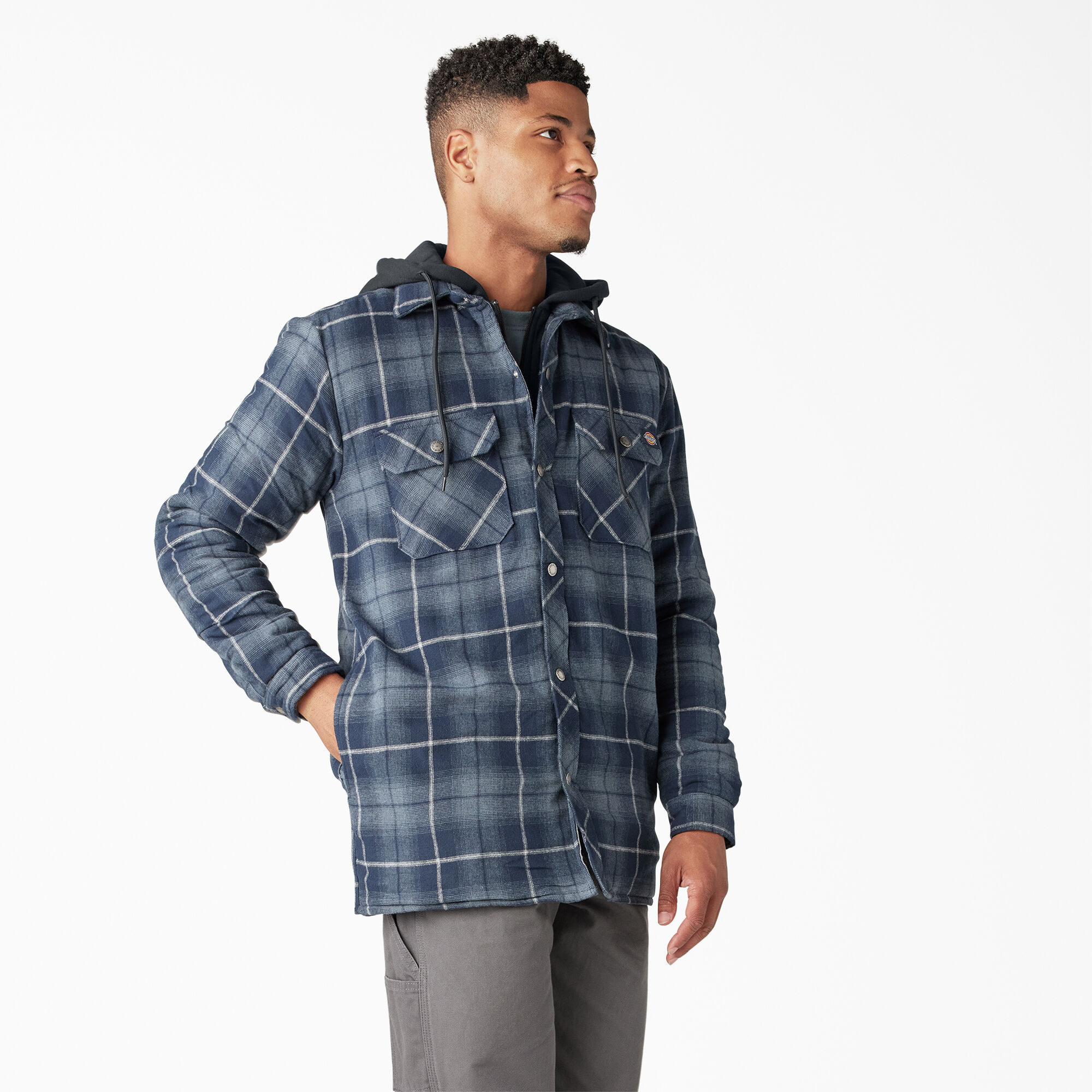 Dickies men's flannel hooded shirt jacket shop