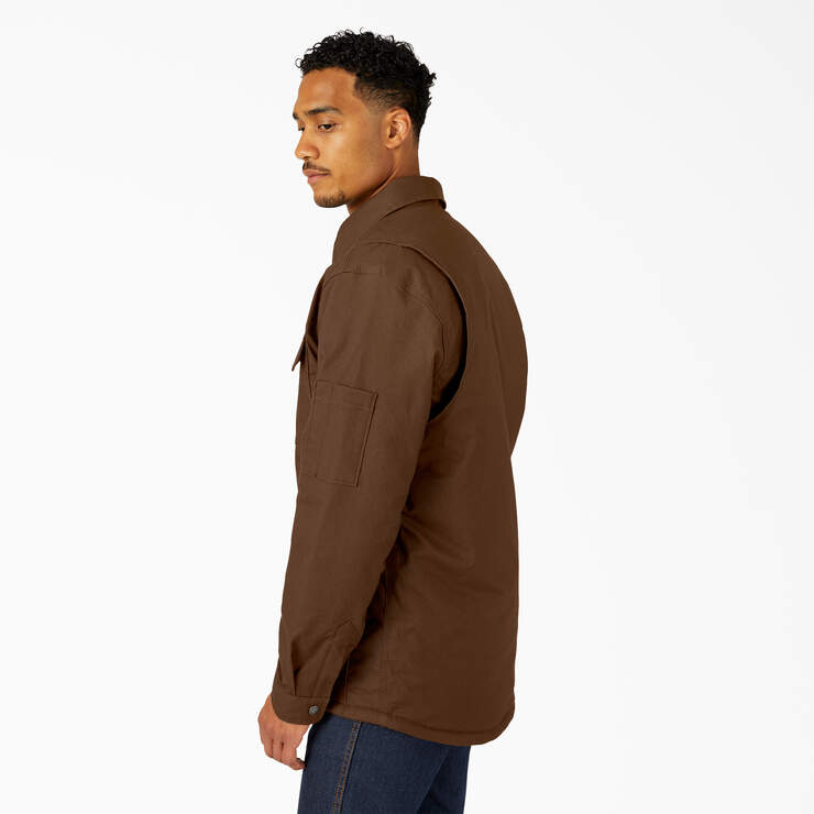 Water Repellent Fleece-Lined Duck Shirt Jacket - Timber Brown (TB) image number 3