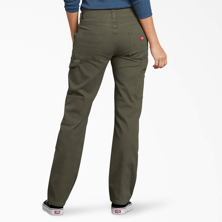 Pantalon menuisier en coutil de coupe décontractée FLEX pour femmes - Rinsed Moss Green (RMS) numéro de l’image 2