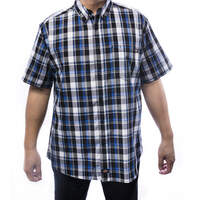 Chemise à manches courtes à motif tartan pour hommes - Black (BLK)