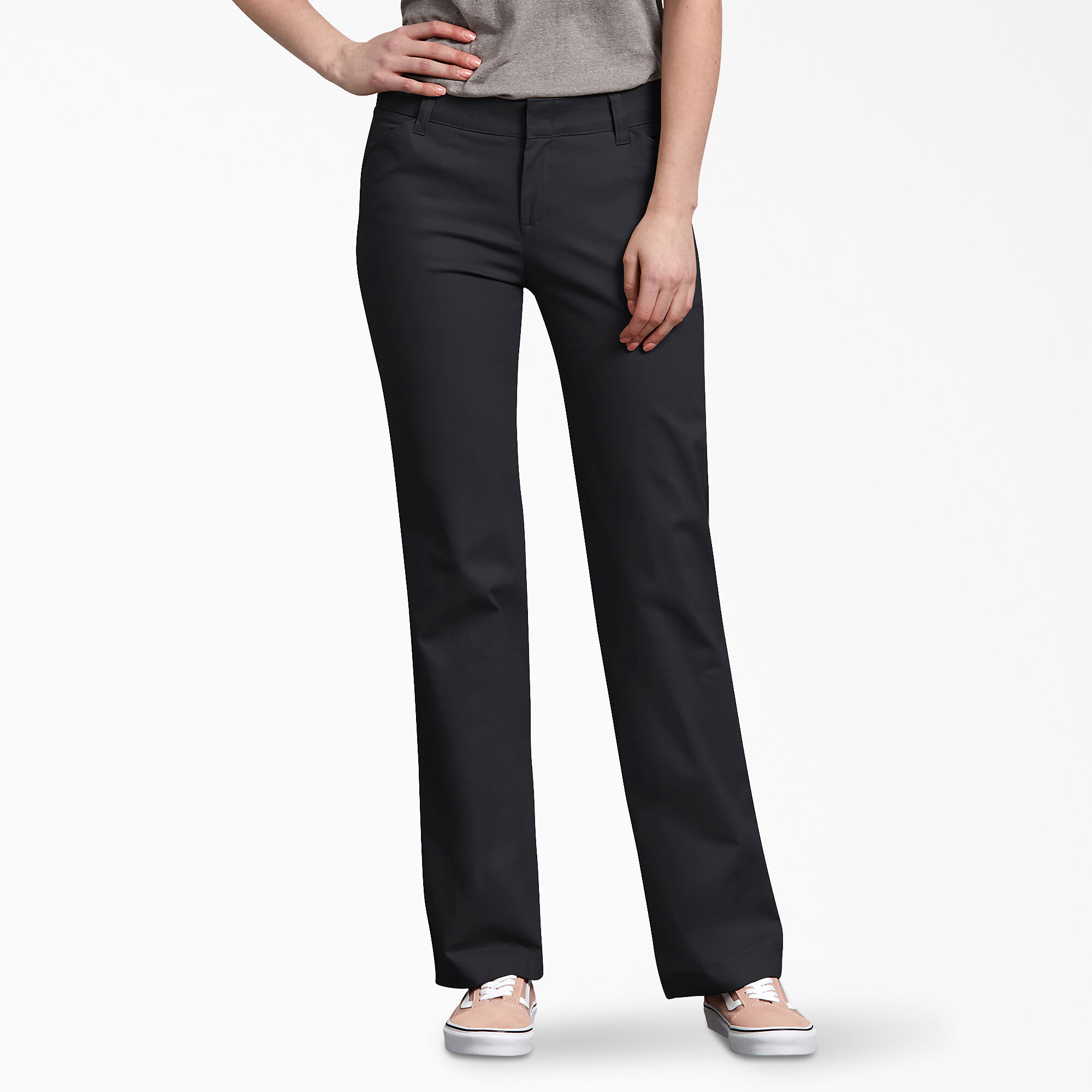 Skinny Stretch Twill Pant 8 Dickies Women's Mid-Rise Rinsed Charcoal 