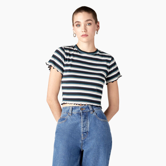 T-shirt court ray&eacute; pour femmes - Black/Teal Explorer Stripe &#40;BSE&#41;