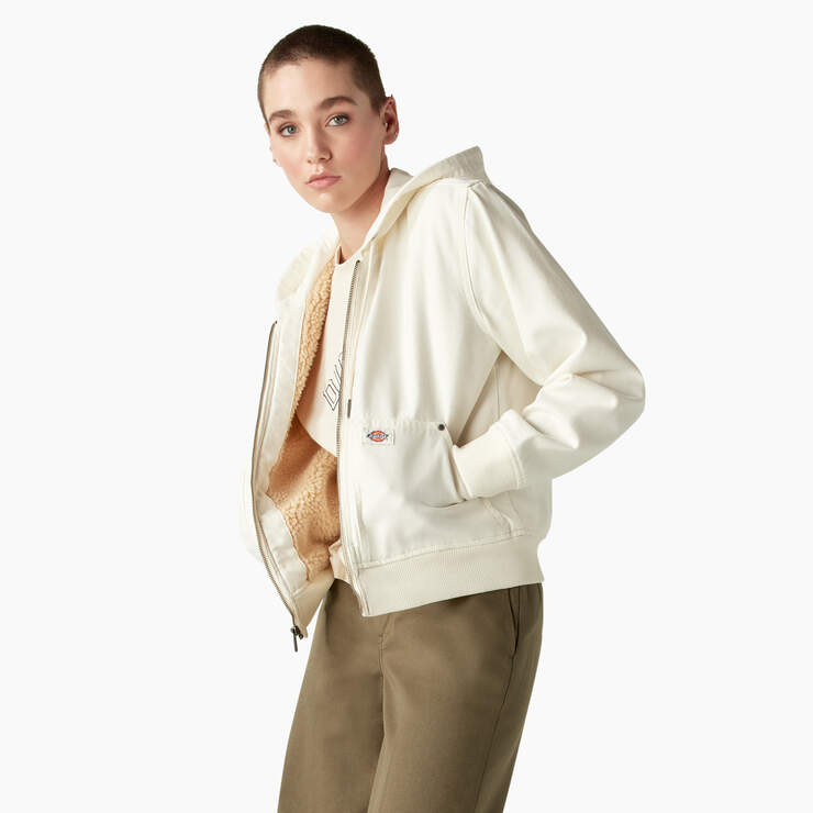 Women’s Duck Canvas Fleece Lined Jacket - Stonewashed Cloud (S2C) image number 3