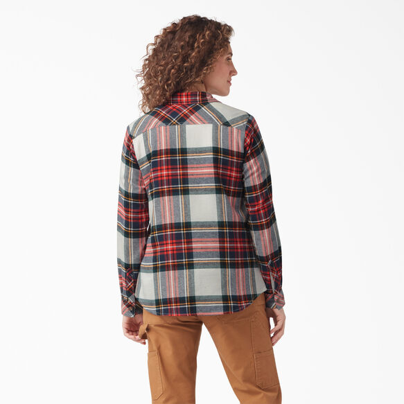 Women&#39;s Plaid Flannel Long Sleeve Shirt - Molten Lava Highland Plaid &#40;B1L&#41;