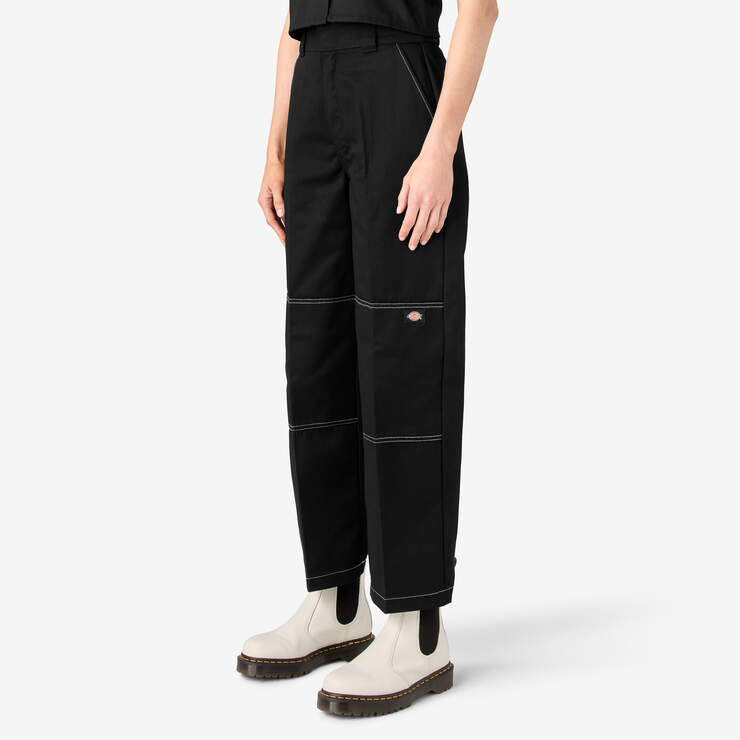 Women’s Relaxed Fit Double Knee Pants - Black (BKX) image number 3