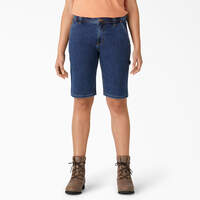 Women’s Relaxed Fit Carpenter Shorts, 11" - Stonewashed Dark Blue (DSW)